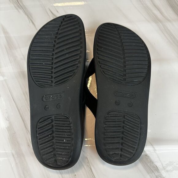 Crocs Getaway Women's Platform Sandals Size 9 Black Slip-On Thong Flip Flop - Picture 9 of 11